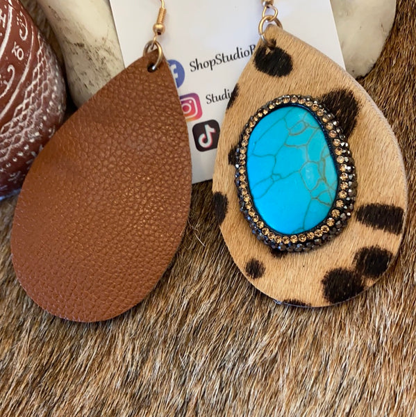 Turquoise Cheetah Earrings-NWT