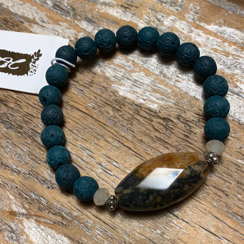 Natural Stone with Green Beads-NWT