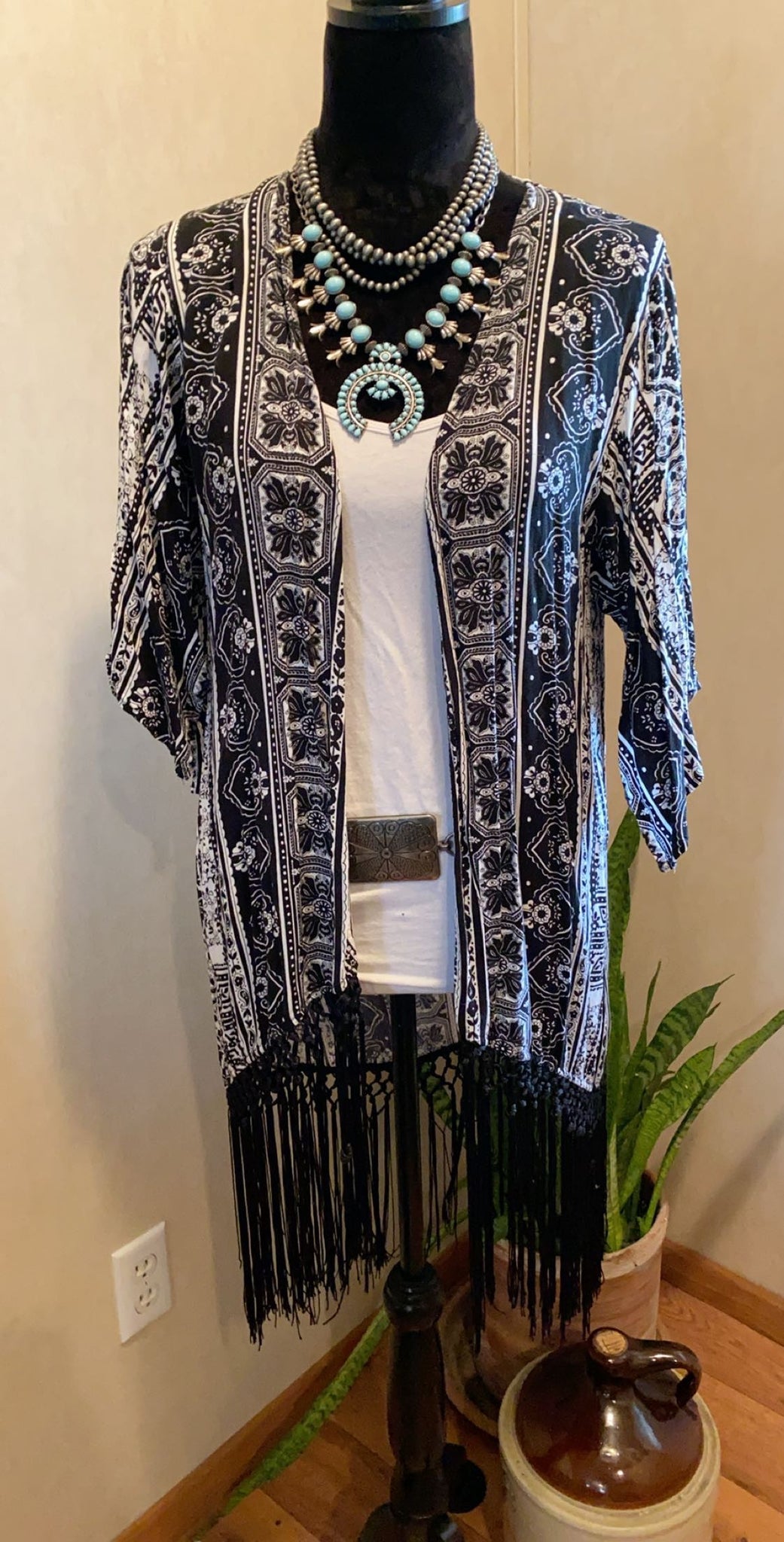 Xhiliaration Tassel Fringed Kimono-XS runs big