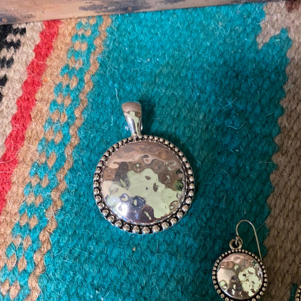 Hammered Pendant/Earring Set