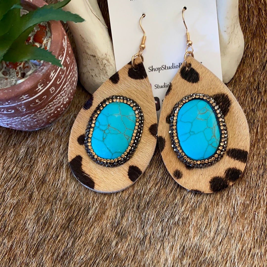 Turquoise Cheetah Earrings-NWT