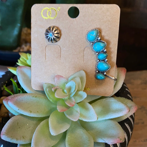 Turquoise and Silver Stud Ear Crawler-NWT