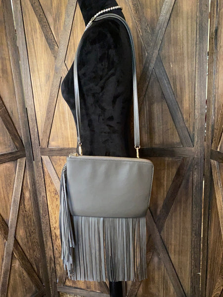 Soft Gray Fringe Purse/Crossbody