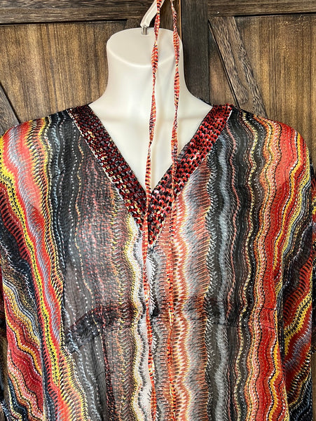 Multi Striped Poncho Top