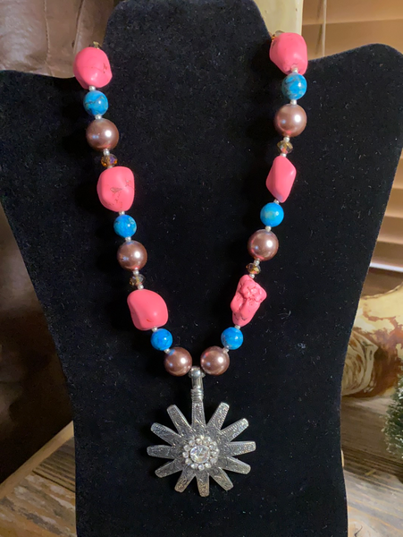 Coral/Turquoise Beads with Rowel