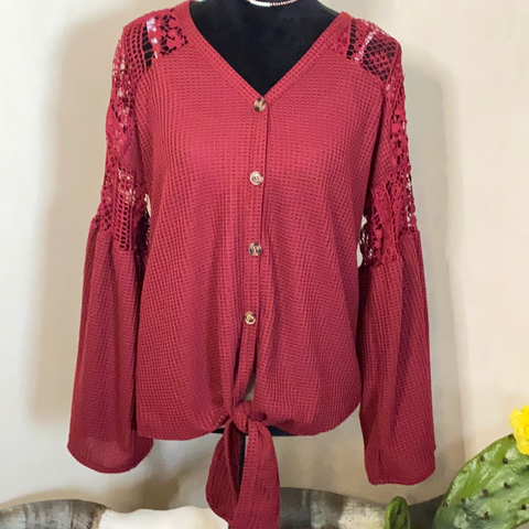 Waffle and Lace Shirt M/L