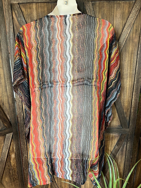 Multi Striped Poncho Top