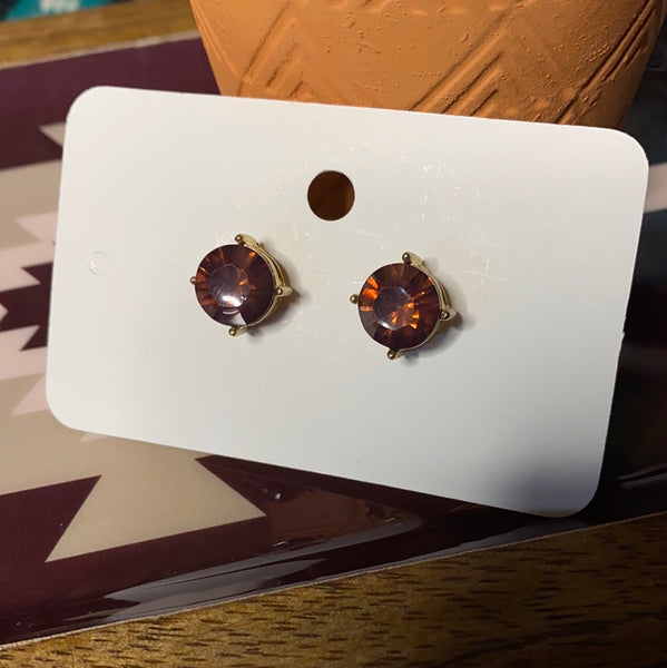 Clear Maroon Studs