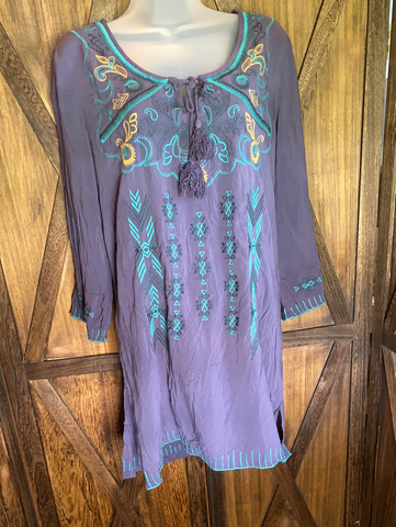 Blue Embroidered Tunic/Dress NWT Size M