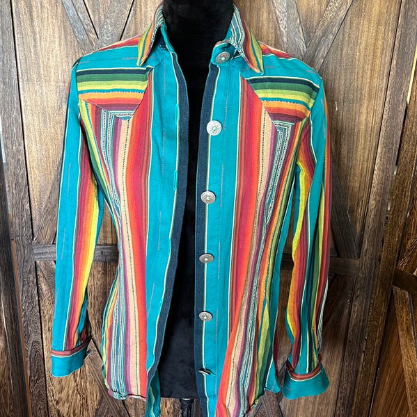 Silverado Teal/Multi Saltillo Botton Down Size XS