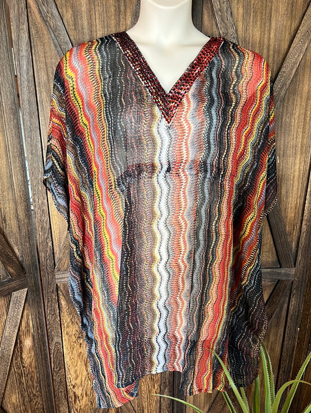 Multi Striped Poncho Top