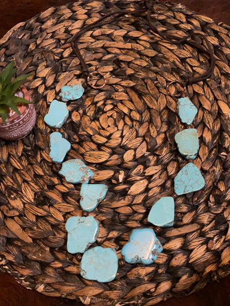 Slabs of Turquoise with Leather