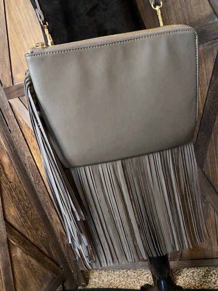 Soft Gray Fringe Purse/Crossbody