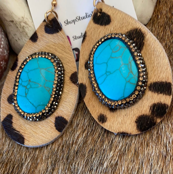 Turquoise Cheetah Earrings-NWT