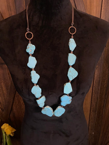 Slabs of Turquoise with Leather